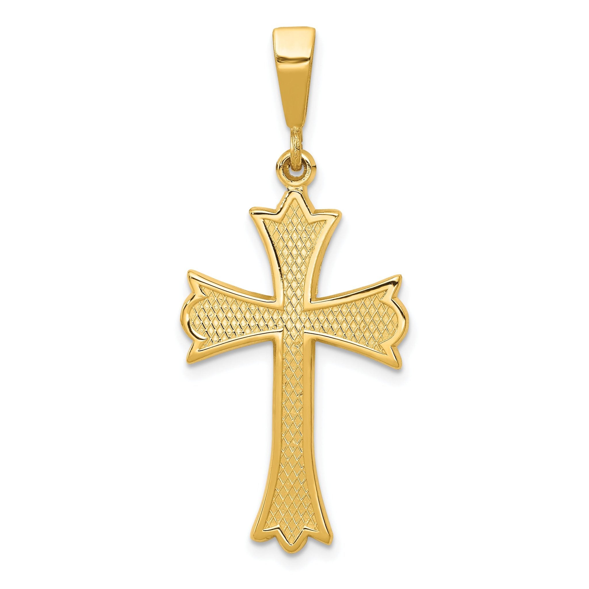 14K Gold Fleur De Lis Cross Pendant Elegant Themed Design Main image
