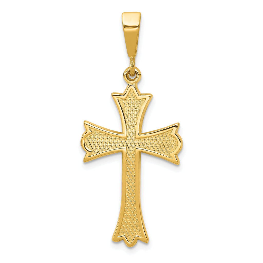 14K Gold Fleur De Lis Cross Pendant Elegant Themed Design