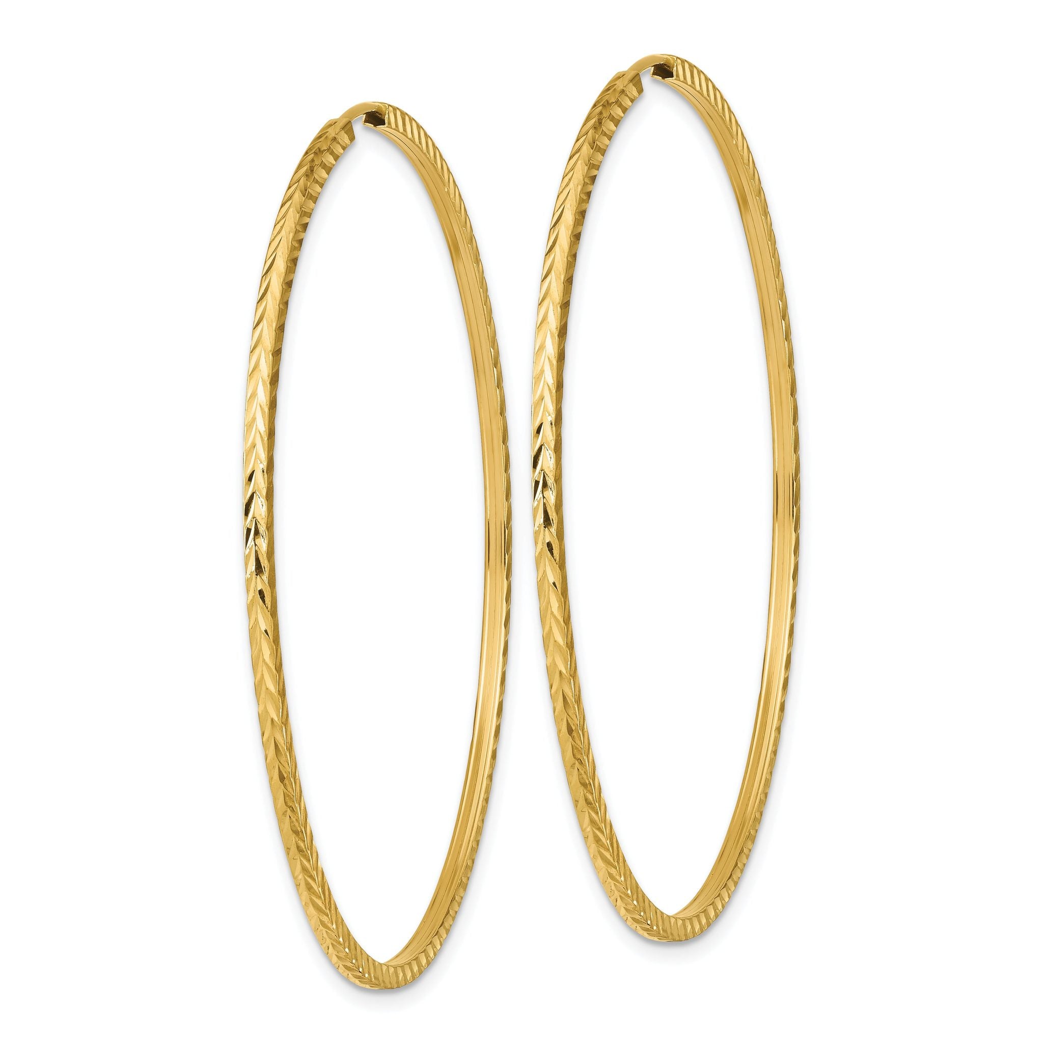 10k Diamond-cut Square Tube Endless Hoop Earrings Secondary image