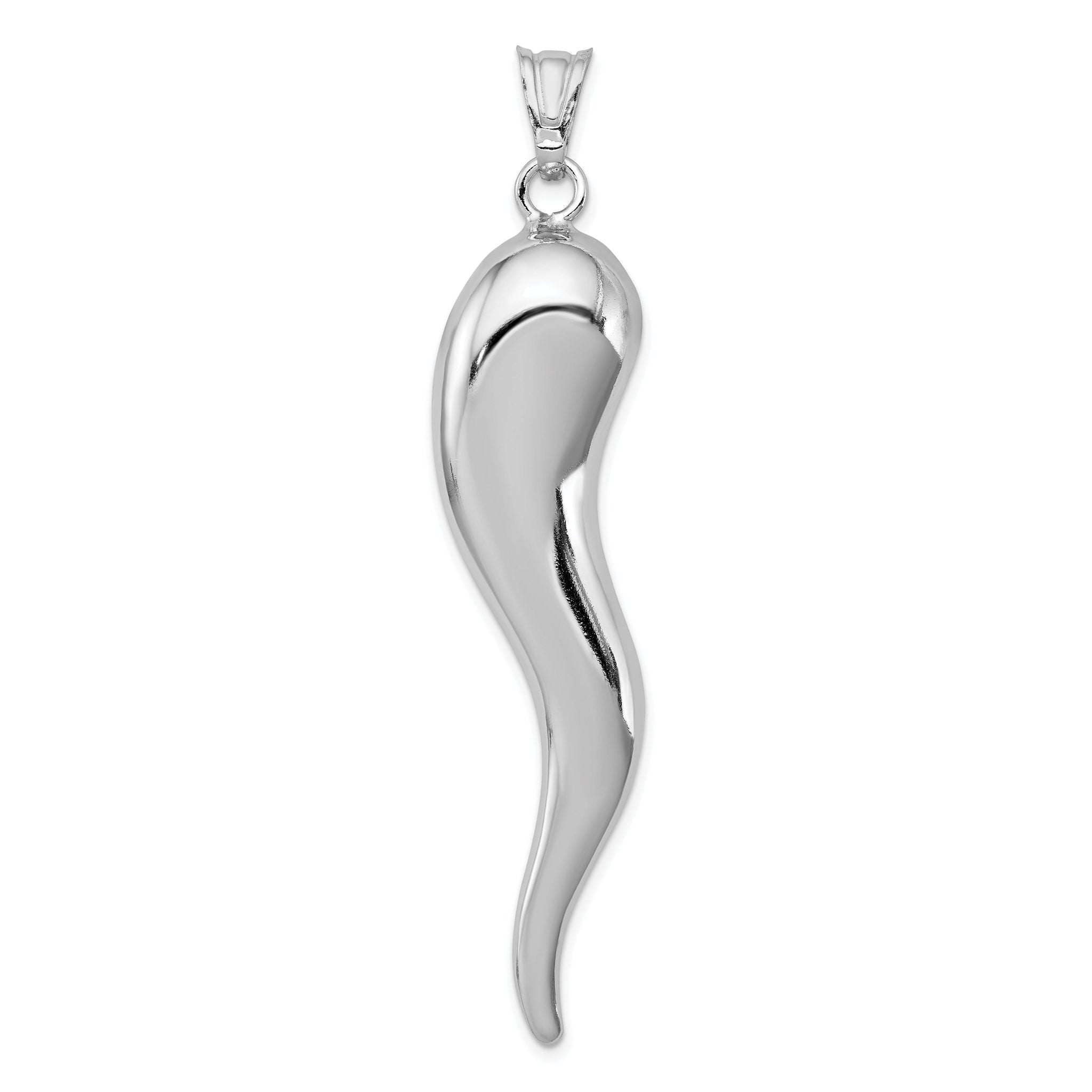 Sterling Silver 925 Men's 3D Polished Italian Horn Pendant Main image
