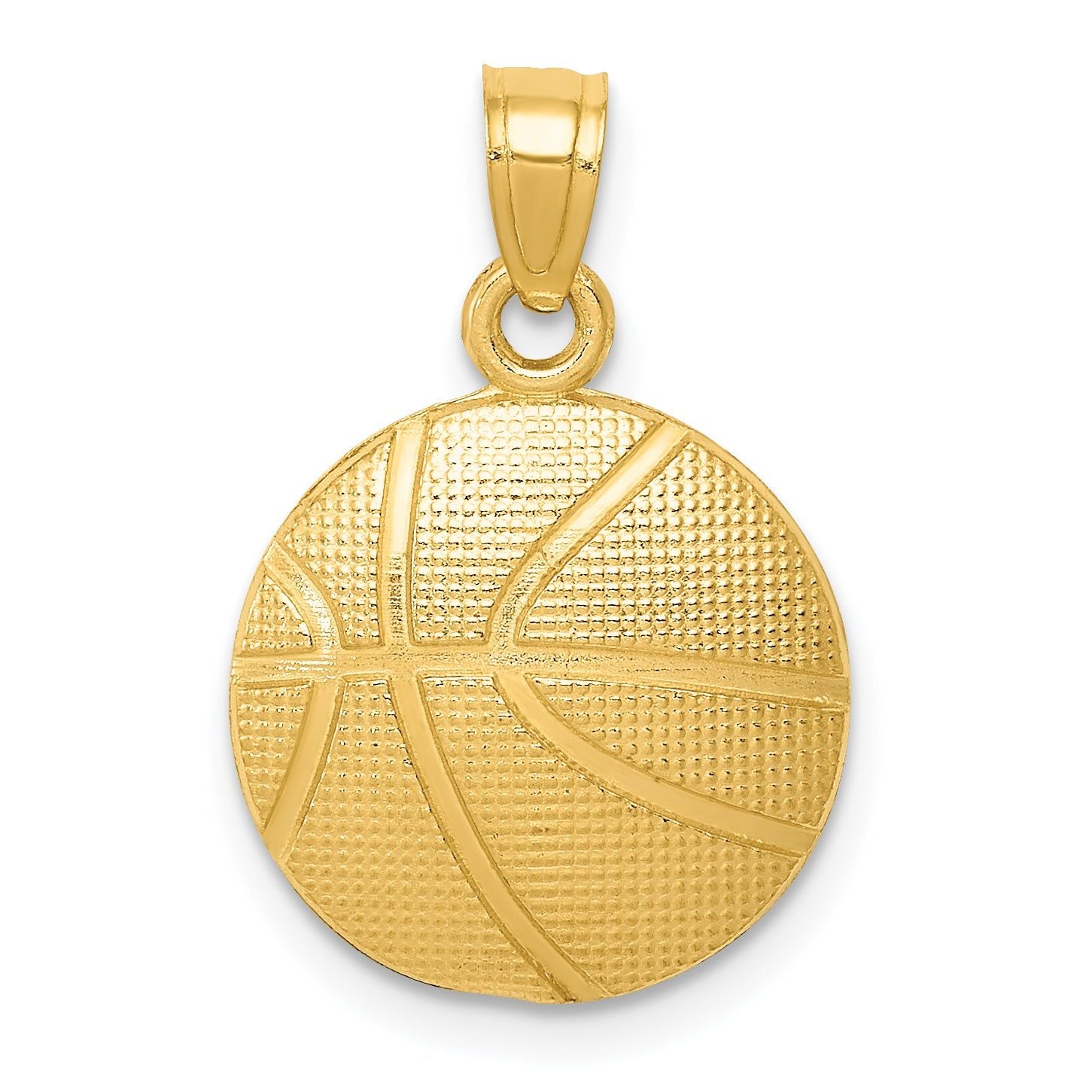 14K Gold Basketball Pendant with Polished Finish and Textured Design Main image