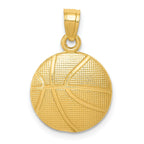 14K Gold Basketball Pendant with Polished Finish and Textured Design