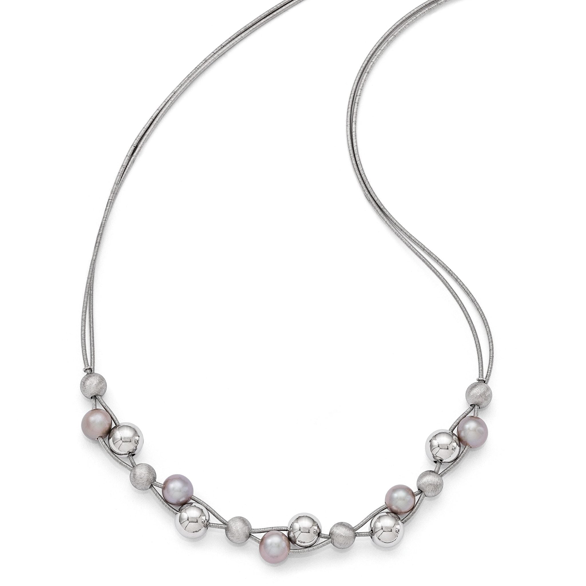 Sophia Jewelers 925 Sterling Silver Beaded Necklace with Multi-Color Freshwater Pearls Secondary image