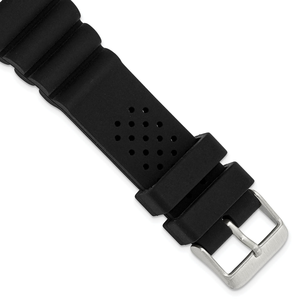 18mm Black Casio-Style Silicone Rubber with Brushed Stainless Steel Buckle 8.5 inch Watch Band
