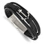 Stainless Steel Polished Anchor Black PU Leather Bracelet with . Extension