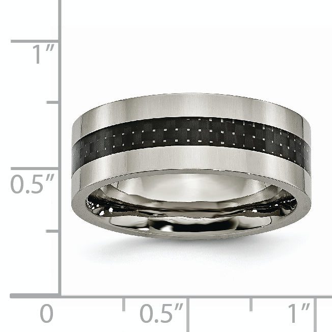 Carbon Fiber Inlay Wedding Band in Titanium, 8mm
