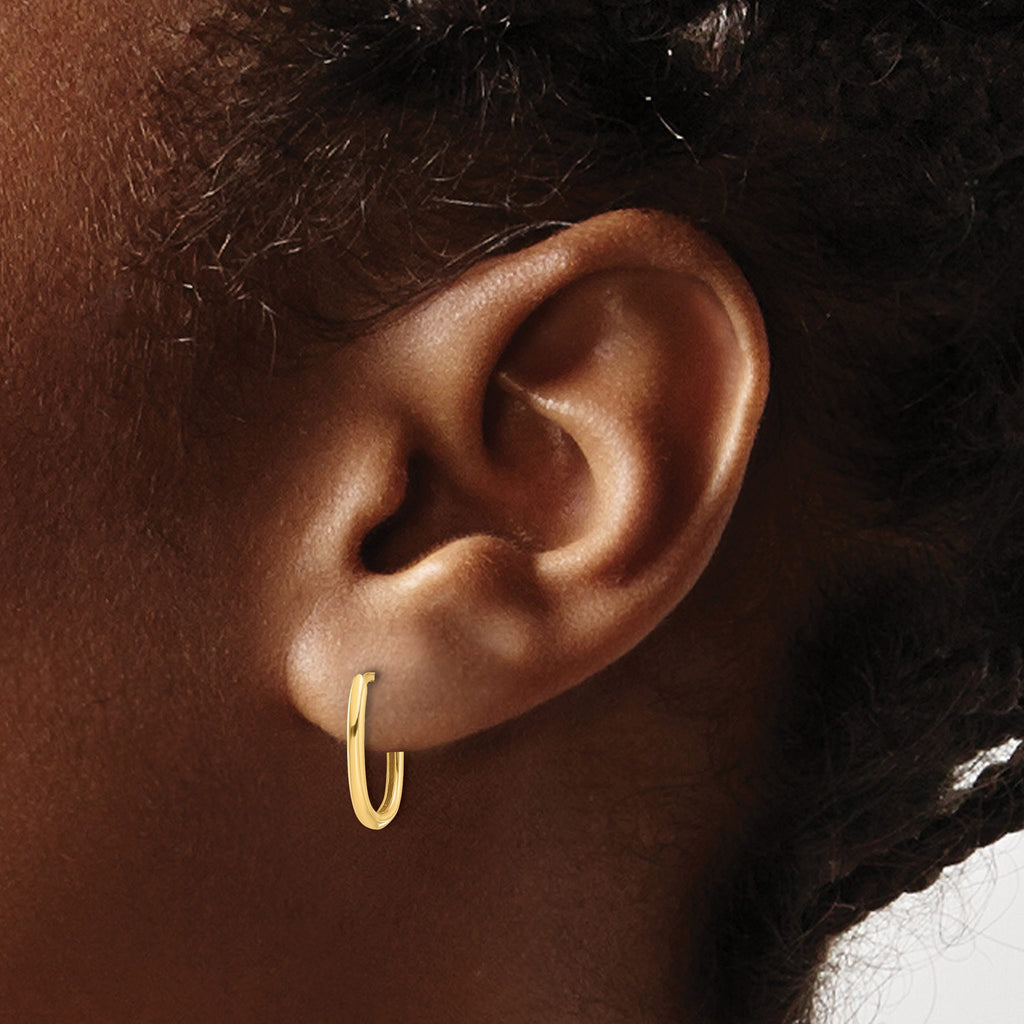 Polished Oval Hinged Hoop Earrings in 14K Yellow Gold