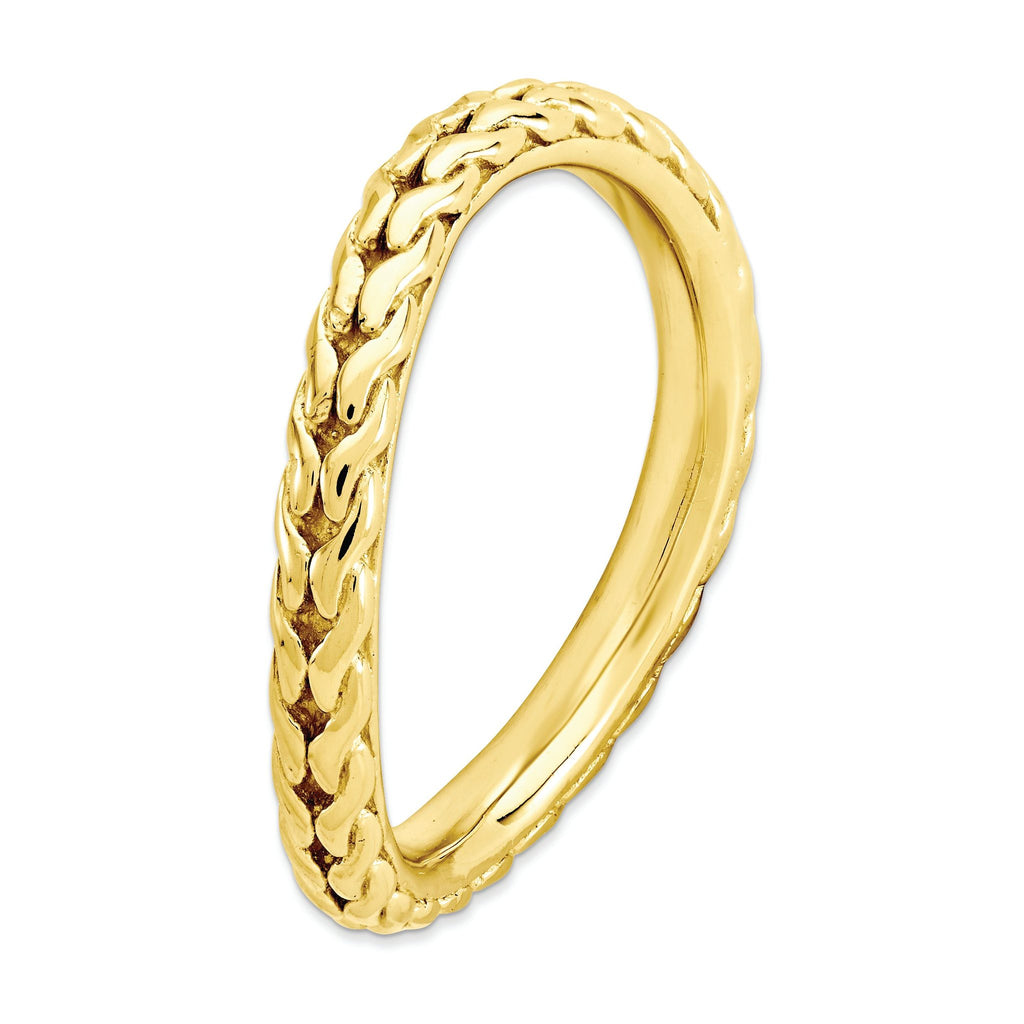 Gold-Plated Wave Stackable Ring in Sterling Silver