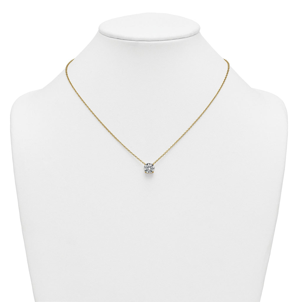 14k 3 carat Certified Lab Grown Diamond VS+ F+ Round Complete Four Prong 18 inch Solitaire Necklace