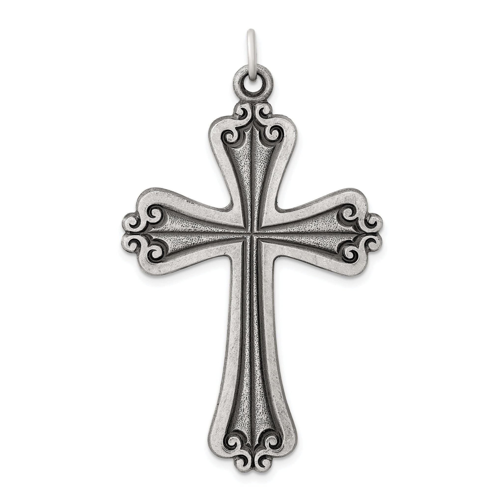 Sophia Jewelers 925 Polished Sterling Silver Antique Cross Pendant