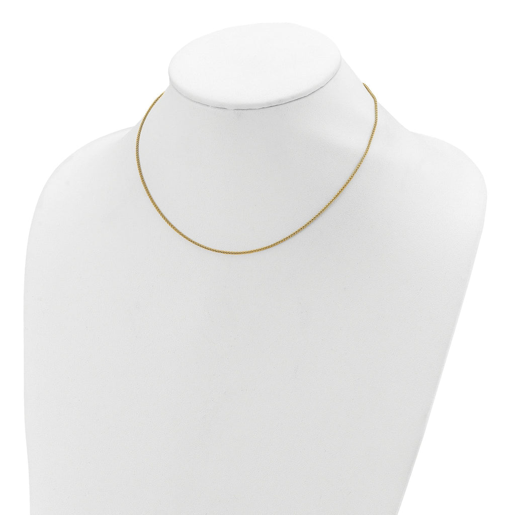 Sterling Silver Gold-plated 1.3mm Spiga 1in+1in Adjustable Chain