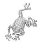 Sterling Silver 925 Frog Brooch with CZ Elegance Rhodium Finish