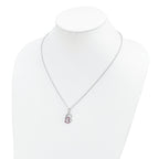 Brilliant Embers 925 Silver CZ Heart Necklace with Red Accents