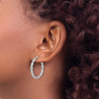 Sterling Silver Rhodium-plated Polished Twisted Hoop Earrings