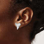 Sterling Silver Rhodium-Plated Polished Bull Shark Post Earrings