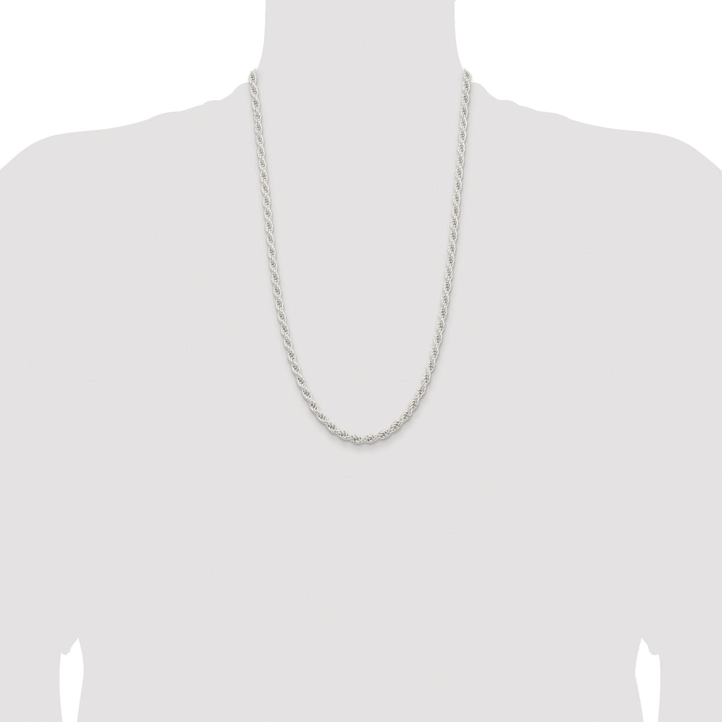 Sterling Silver Rhodium-plated 5mm Solid Rope Chain