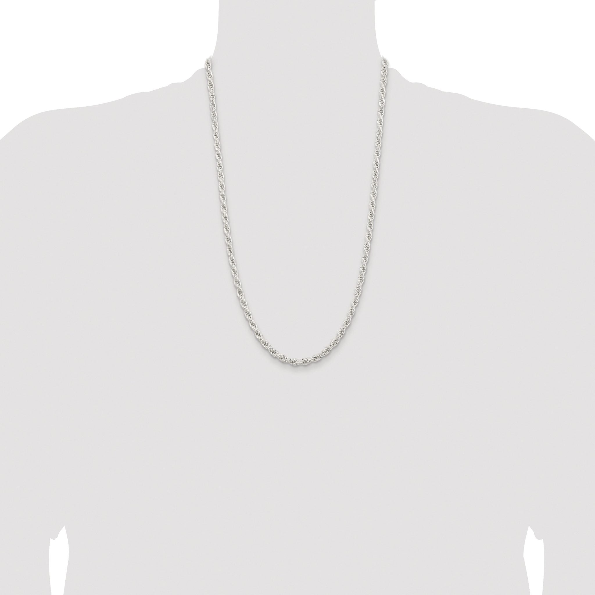 Sterling Silver Rhodium-plated 5mm Solid Rope Chain