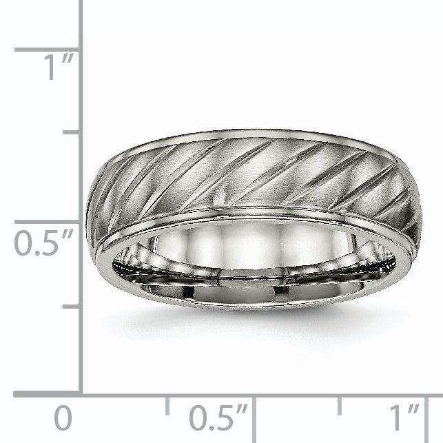 Grooved Wedding Band in Titanium, 7mm