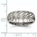 Grooved Wedding Band in Titanium, 7mm