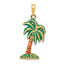 14K Gold Enameled Palm Tree Pendant with Green and Brown Accents