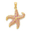 14K Gold Pink Enameled Starfish Pendant with Polished Finish