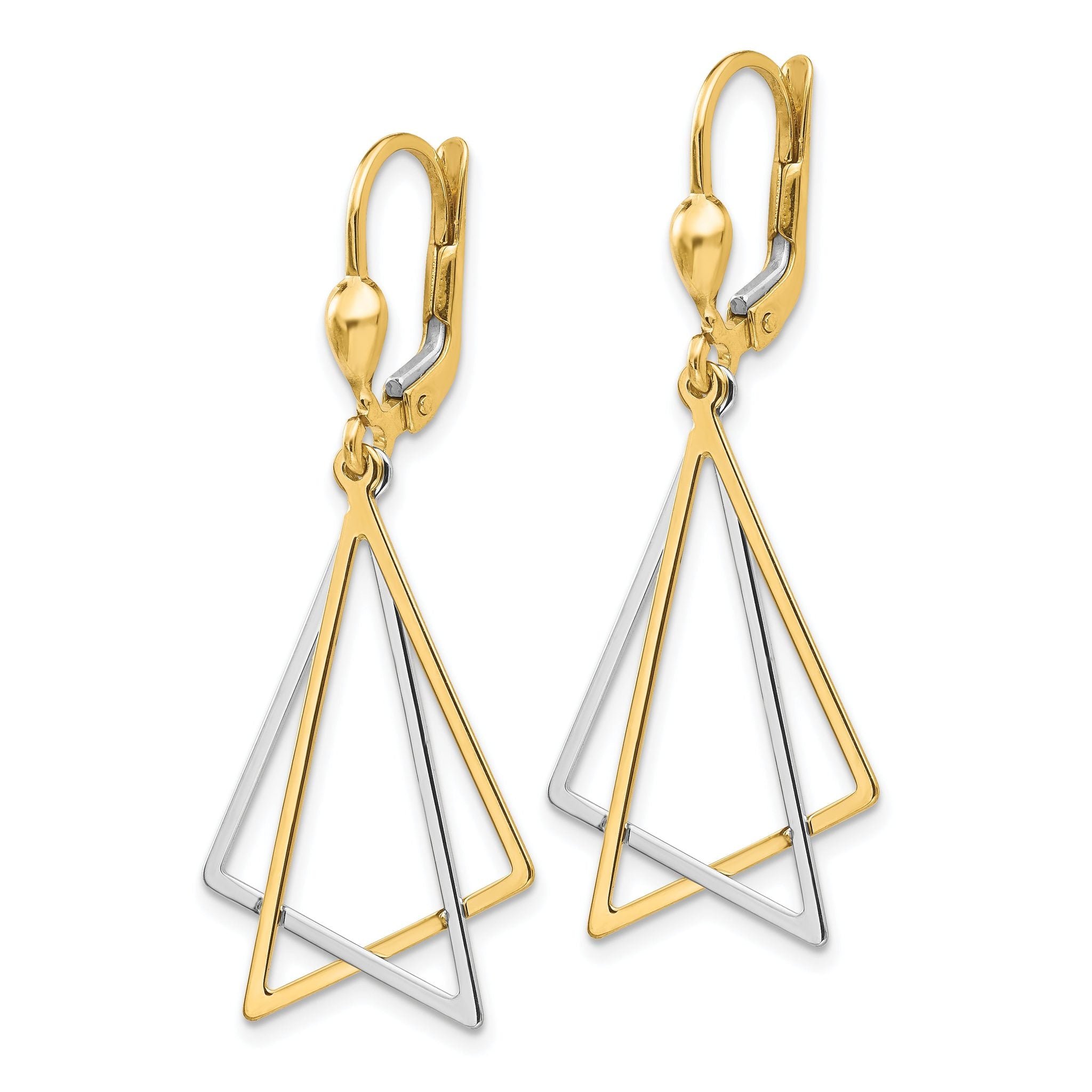 14k Two-tone Leverback Drop Earrings Secondary image