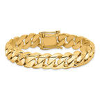 14K 8 inch 14mm Hand Polished Fancy Traditional Link with Box Catch Clasp Bracelet