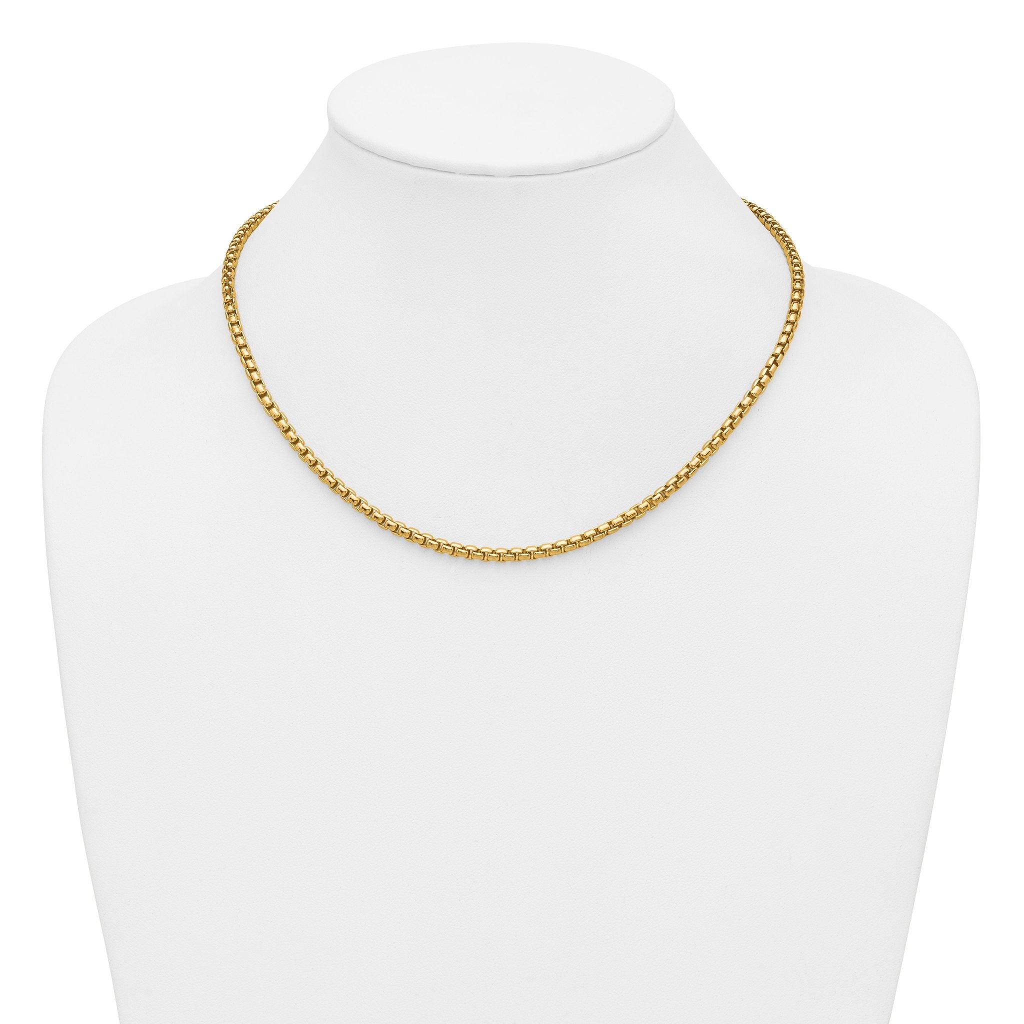 14K Gold Filled Round Venetian Box Chain Necklace in 3.6mm Width