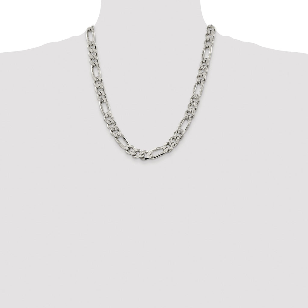 Sterling Silver 11.0mm PavÃ¢Â€Âš Flat Figaro Chain