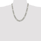 Sterling Silver 11.0mm PavÃ¢Â€Âš Flat Figaro Chain