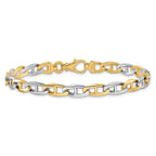 14K Two-tone 8.25 inch 6.6mm Hand Polished Fancy Flat Anchor Link with Fancy Lobster Clasp Bracelet