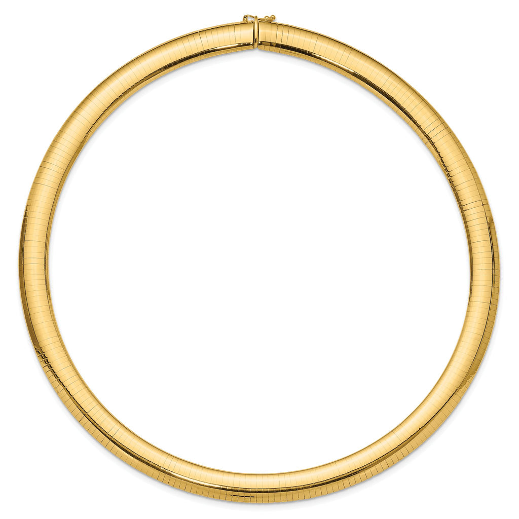 14k Polished 10mm Standard Weight 18 inch Domed Omega Necklace