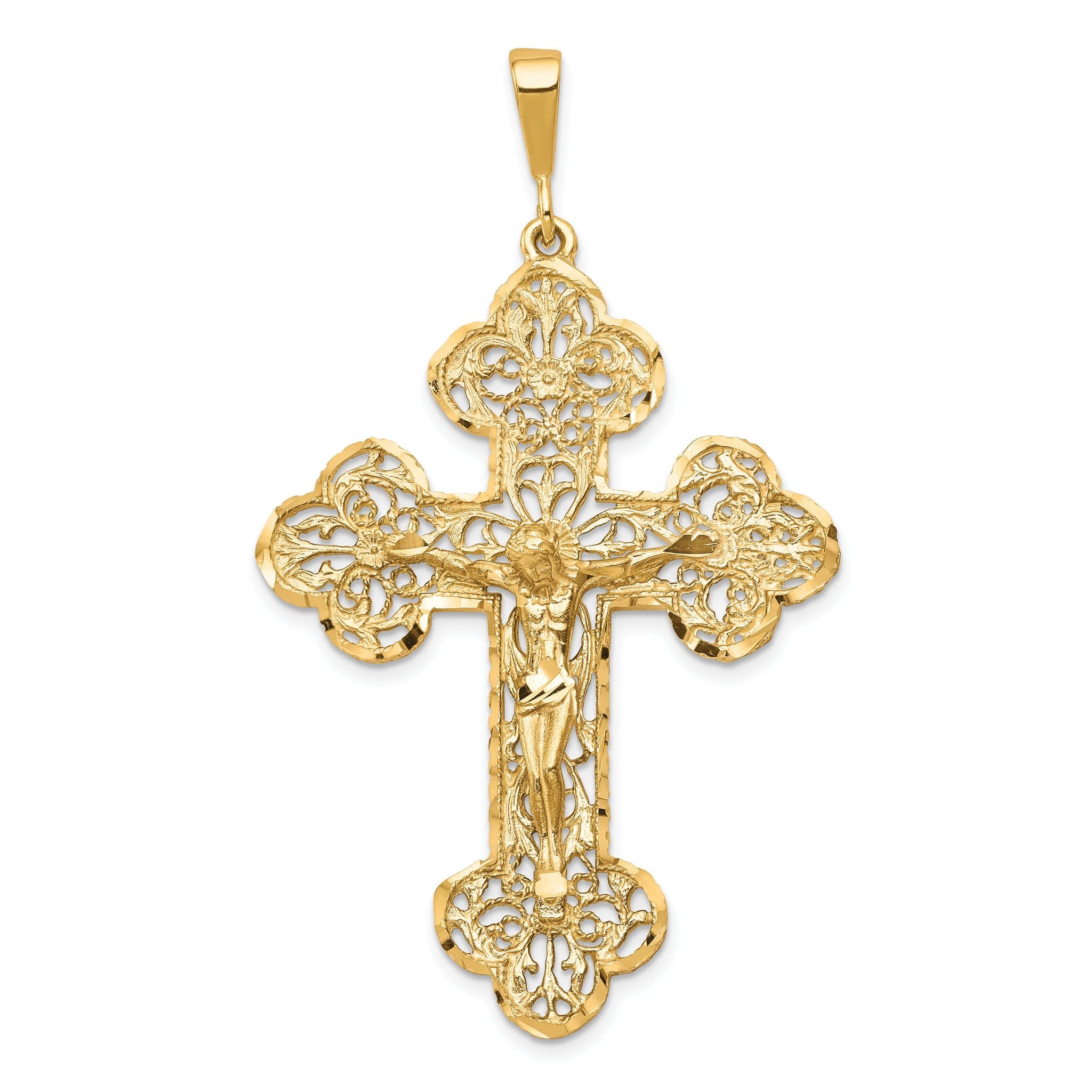 10K Gold Crucifix Charm with Polished Finish and Solid Design Main image