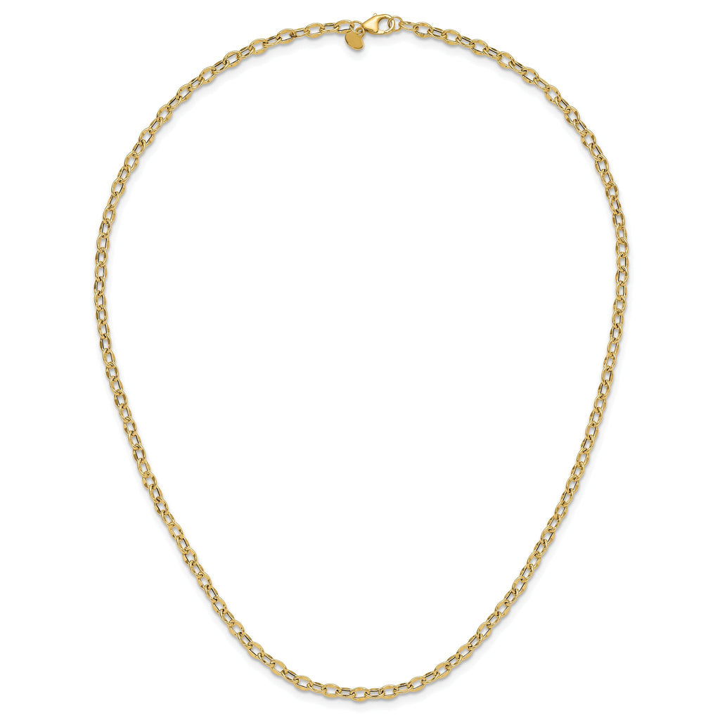 14K Polished Fancy Flat Cable Link Necklace