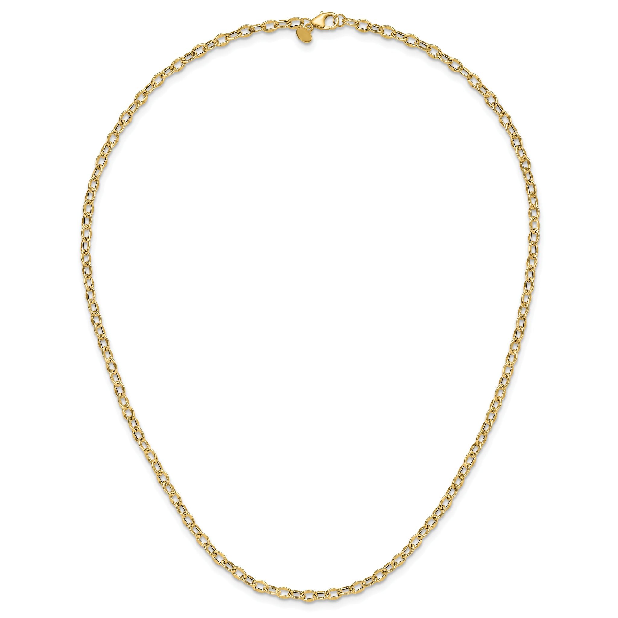 14K Polished Fancy Flat Cable Link Necklace
