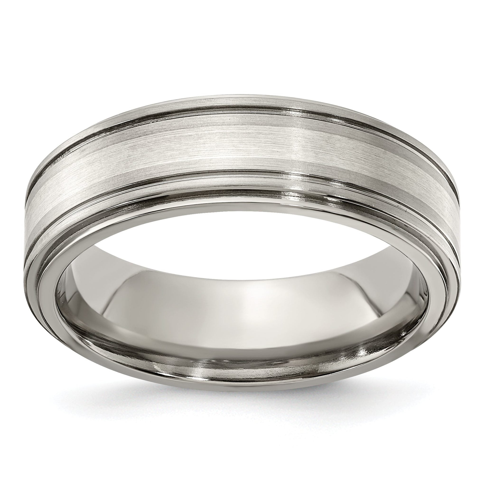 Edward Mirell Titanium Brushed&Polished w/Sterling Silver 7mm Band Main image