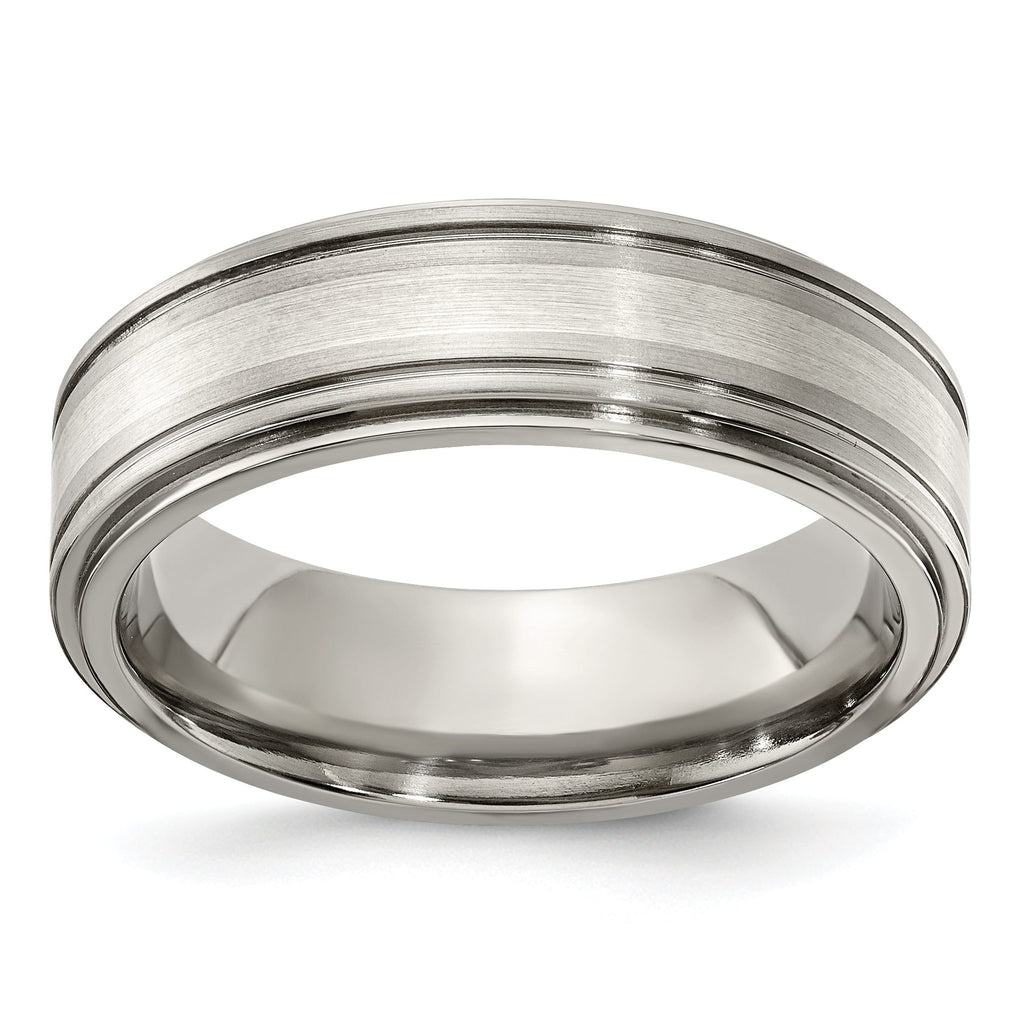 Edward Mirell Titanium Brushed&Polished w/Sterling Silver 7mm Band