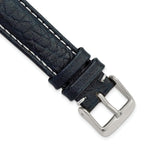 Navy Leather Sport Watch Band with White Stitching, 20mm
