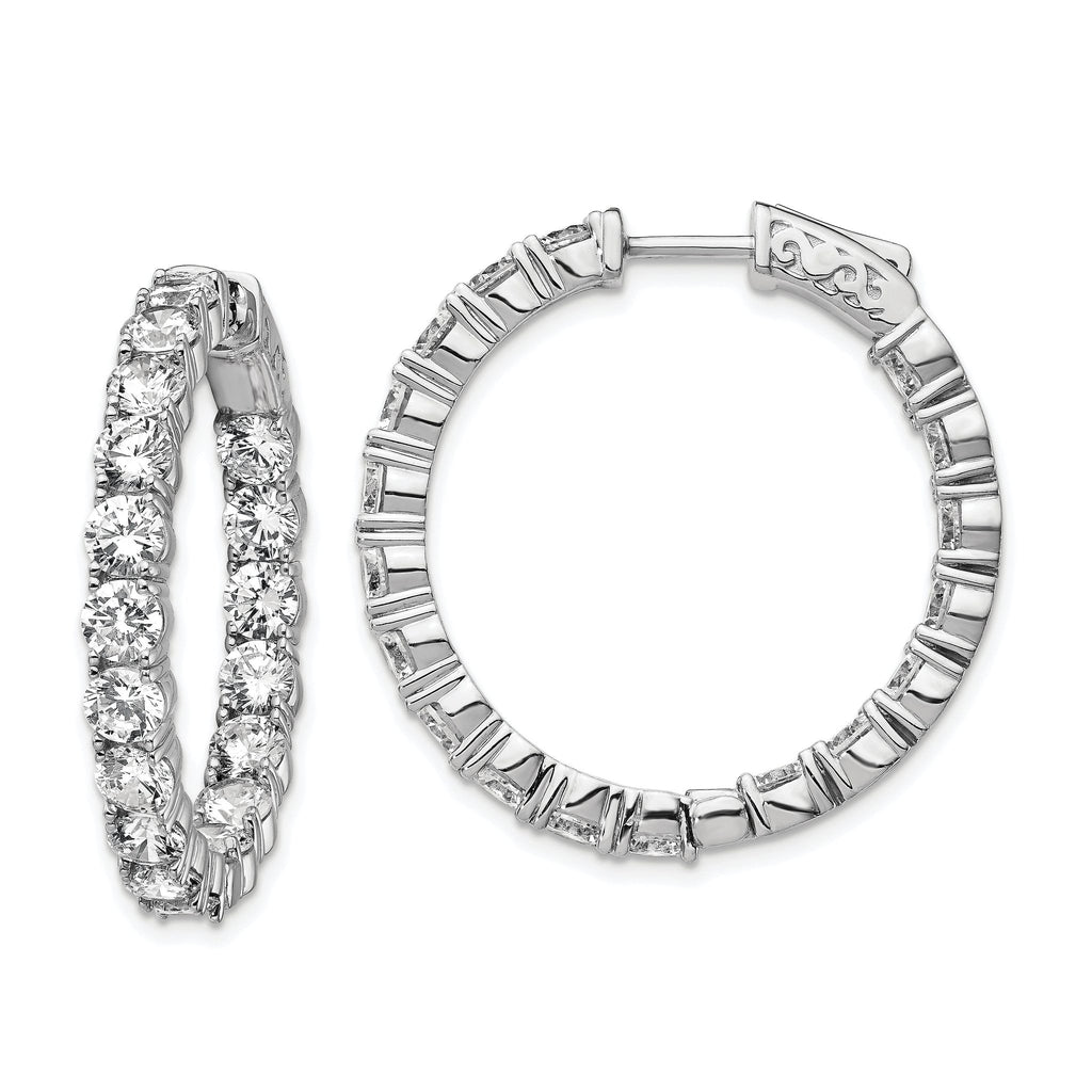 Sterling Shimmer Sterling Silver Rhodium-plated 36 Stone 3.75mm CZ In and Out Round Hinged Hoop Earrings