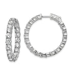 Sterling Shimmer Sterling Silver Rhodium-plated 36 Stone 3.75mm CZ In and Out Round Hinged Hoop Earrings