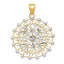14K White Rhodium Diamond-Cut Filigree Pendant in Elegant Yellow Gold