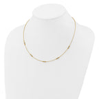 14K Two-tone Pol/Texture/Dia-cut Beads w/2in ext. Necklace