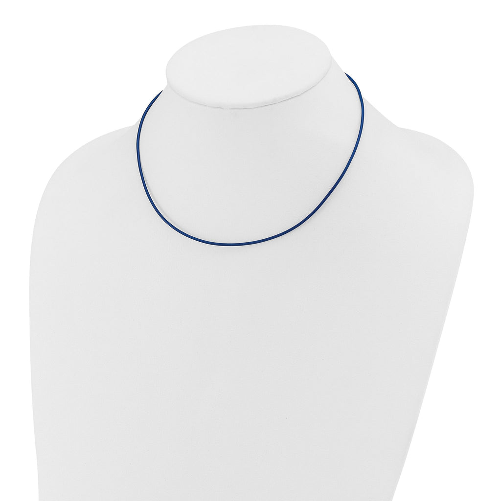 14k Yellow Clasp 1.6mm 16 inch Royal Blue Leather Cord Necklace