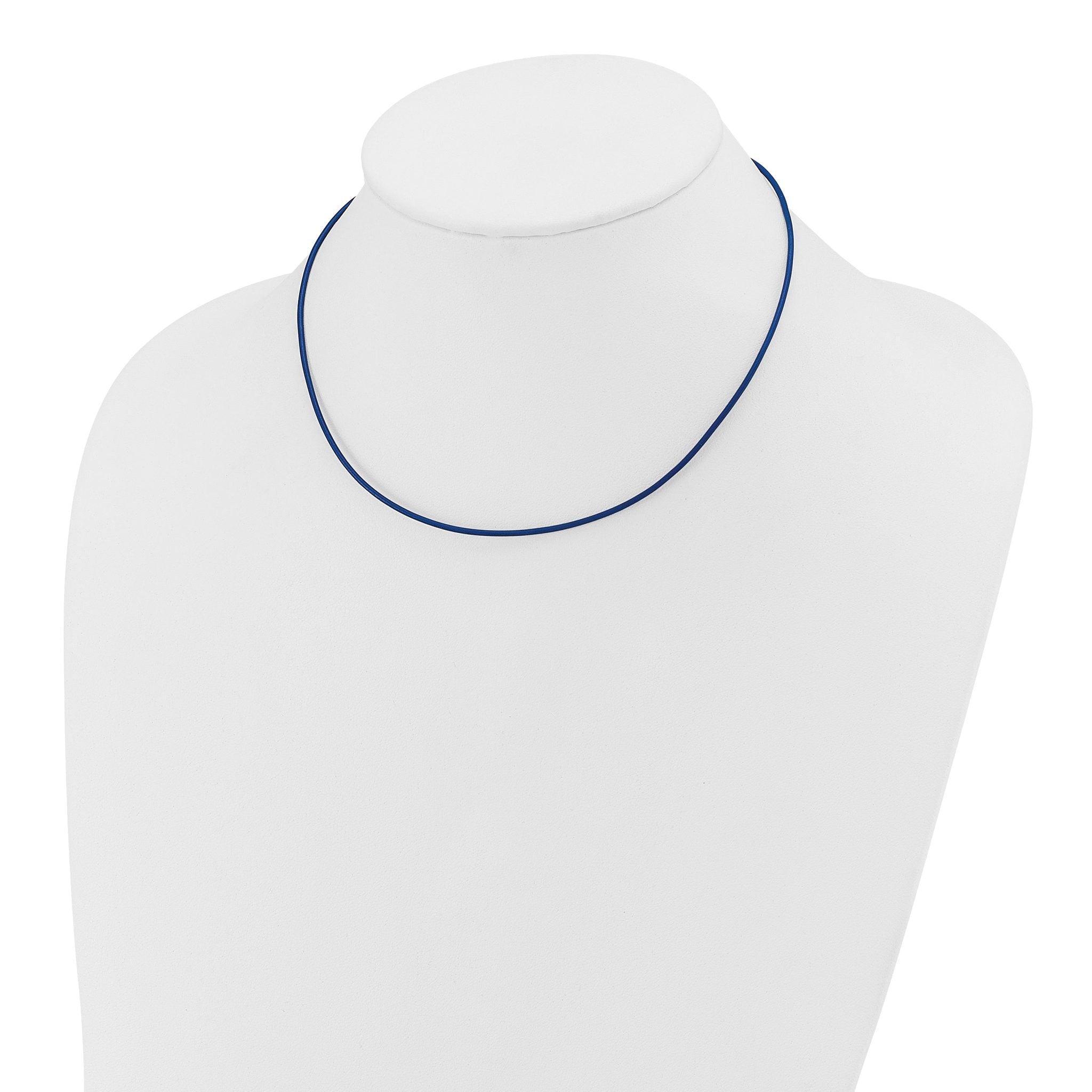 14k Yellow Clasp 1.6mm 16 inch Royal Blue Leather Cord Necklace
