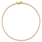 14K 9 inch 1.05mm Box with Lobster Clasp Anklet