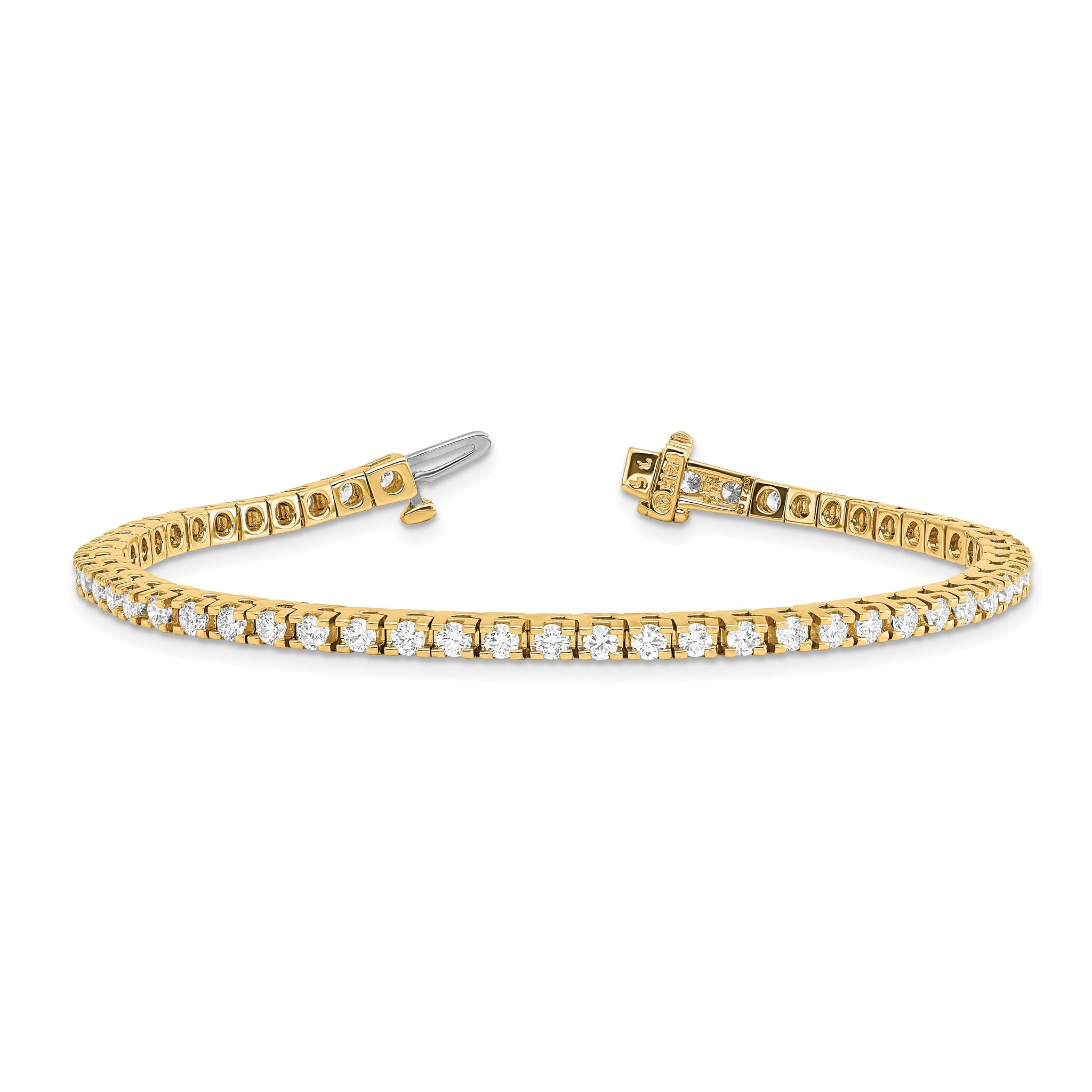 14k Complete 2.86 carat Round VS Diamond 4-prong 7 inch Tennis Bracelet