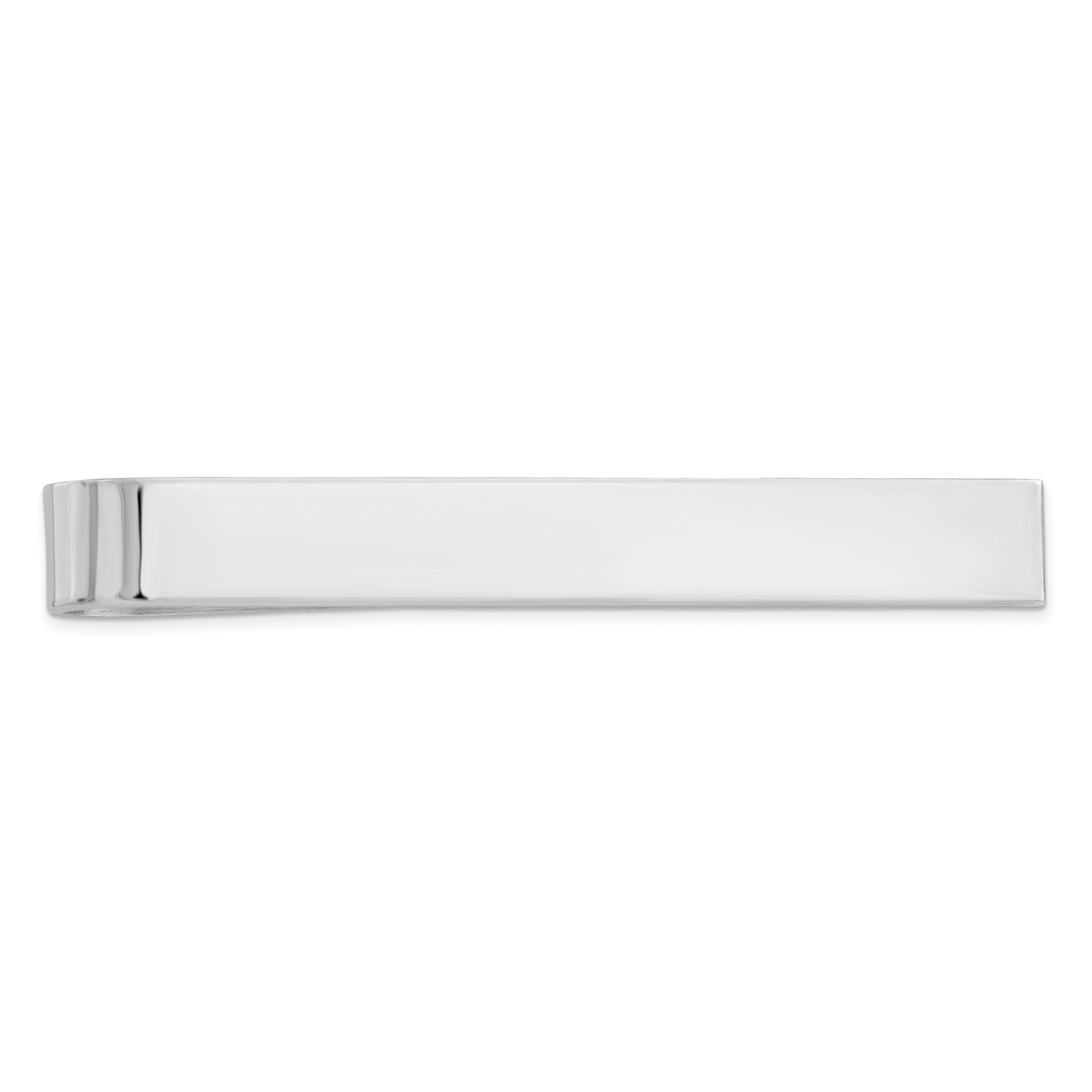 Sterling Silver Rhodium-Plated Engravable Tie Bar with Polished Finish Main image