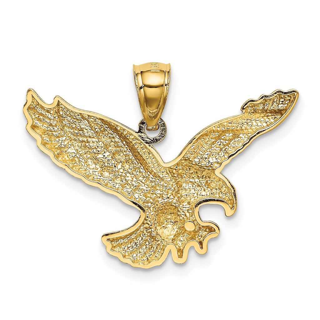 14K Gold Eagle Pendant for Men Polished and Textured Solid Design