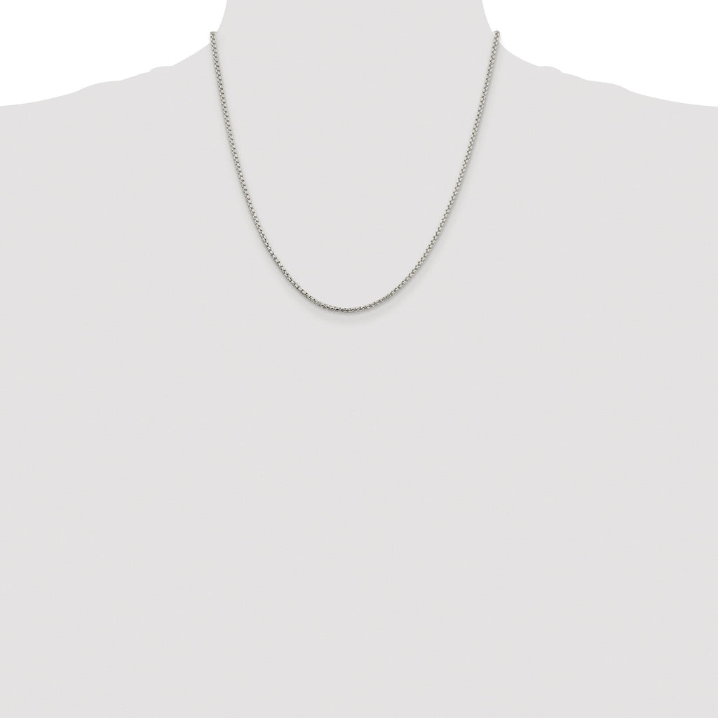 Sterling Silver Rhodium-plated 2mm Round Box Chain