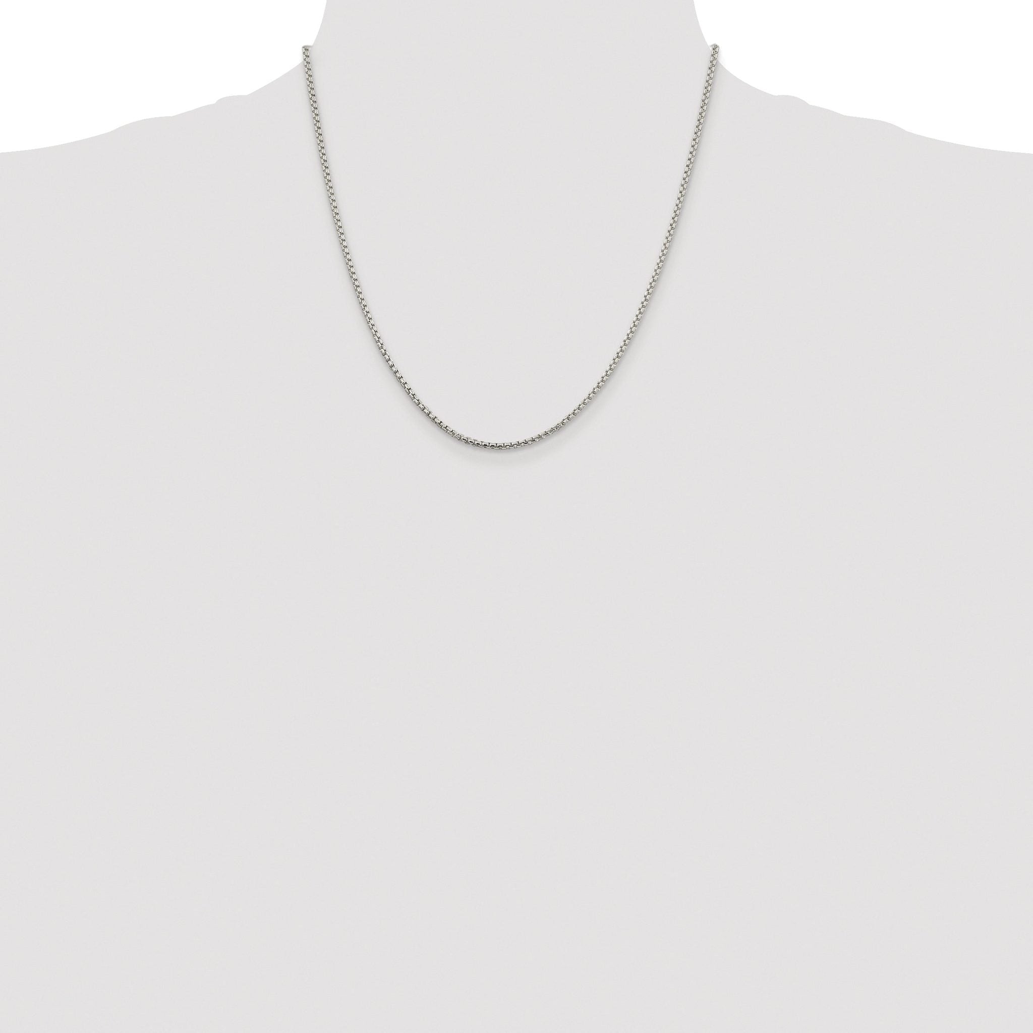 Sterling Silver Rhodium-plated 2mm Round Box Chain